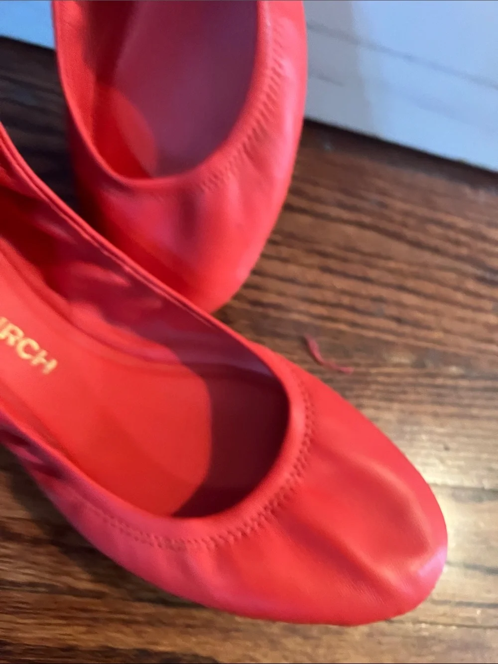 Tory Burch Bright Leather Logo Ballet Flats